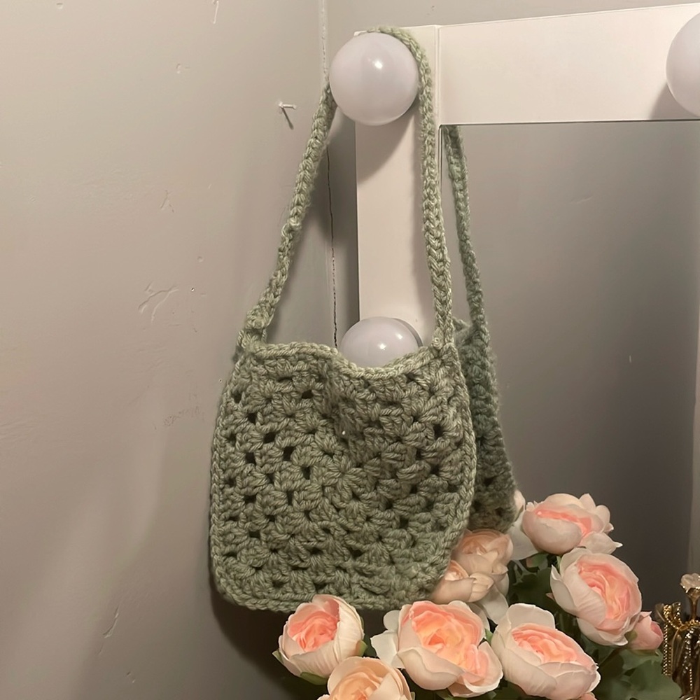 Sage handmade mini purse bag crochet